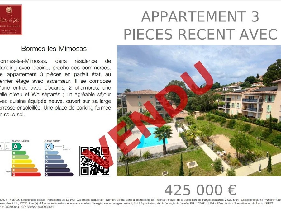 Vente Appartement Bormes-les-Mimosas  425 000 €