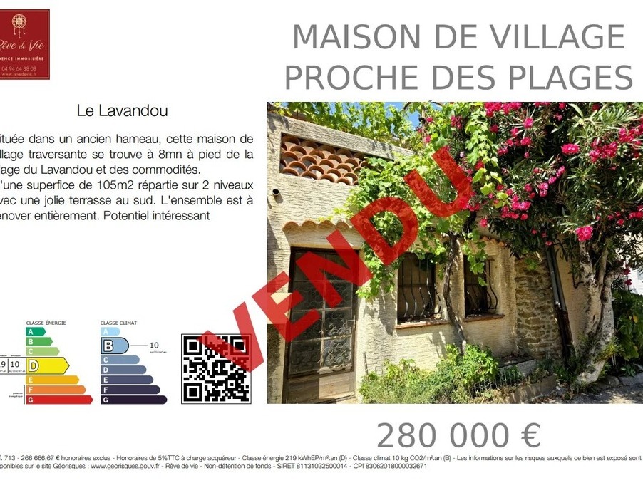 Vente Maison Le Lavandou  280 000 €