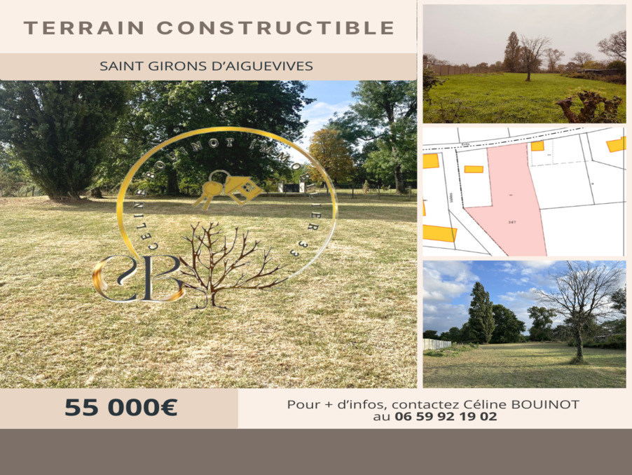 Vente Terrain Saint-Girons-d'Aiguevives 55 000 €